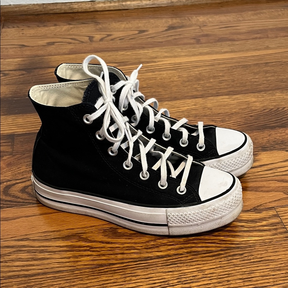 Converse Black Platform High-Top Sneakers Size 7